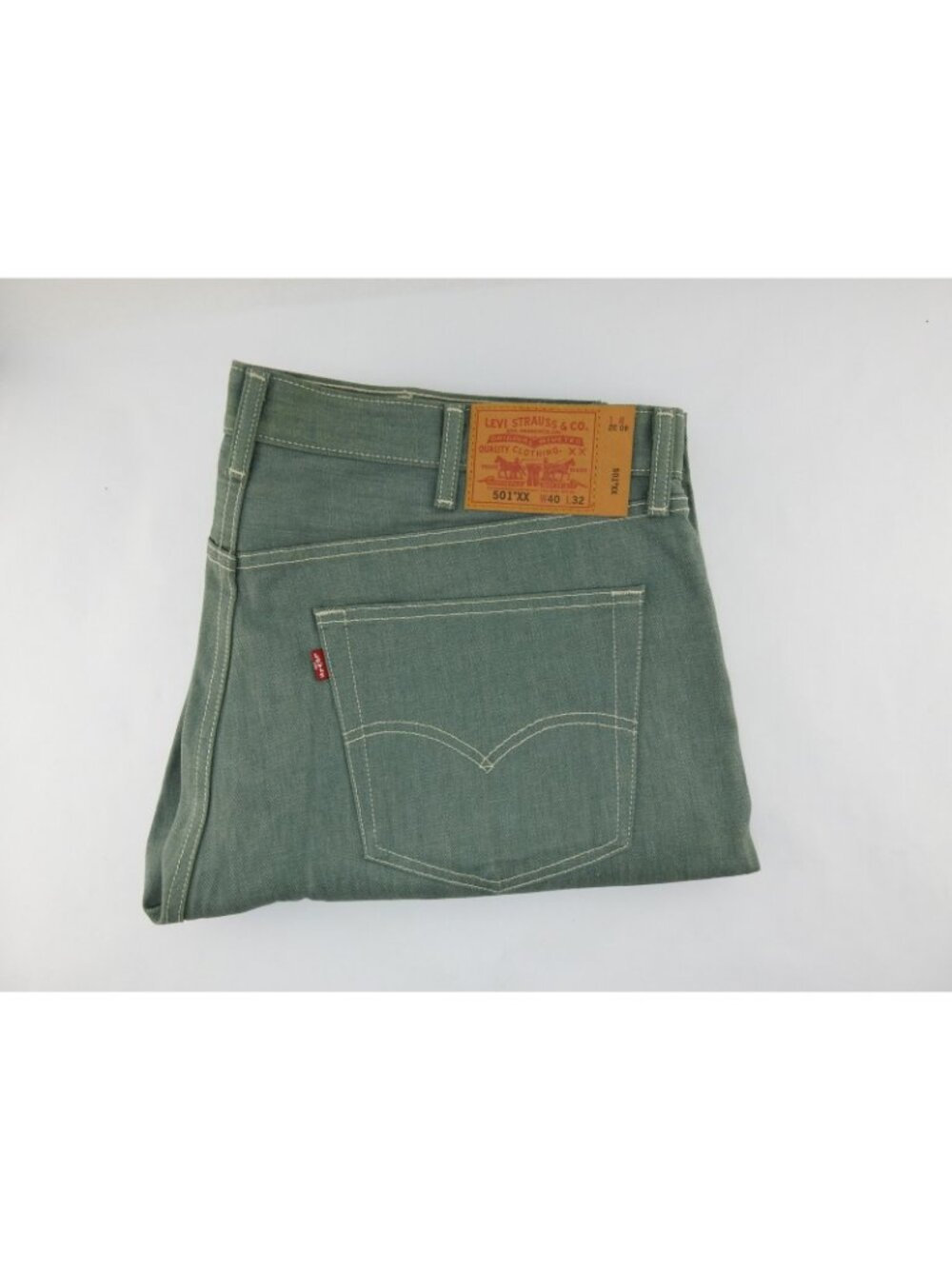 Levi Strauss 501 XX Green Jeans Mens 40x32 Button Fly Straight Leg Denim - Picture 2 of 11